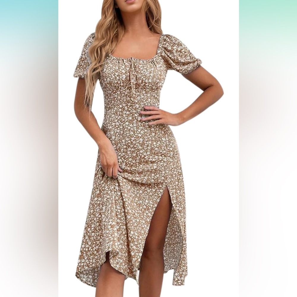 Floral Brown Midi Dress